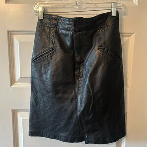 Black Leather Midi Skirt